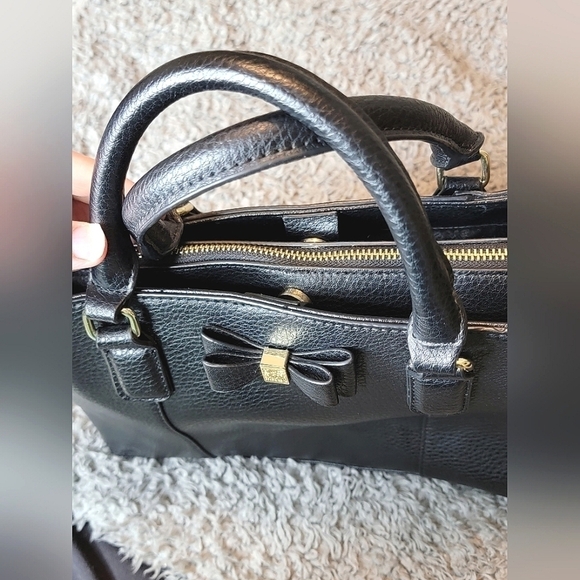 Anne Klein Black Leather Triple Compartment Handbag - Picture 4 of 6